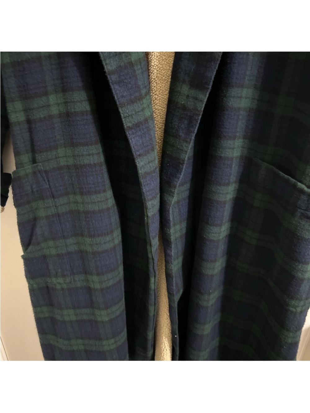 L.L. Bean Men’s Scotch Plaid Flannel Robe Sherpa Lined Size XL Tall - Picture 9 of 15